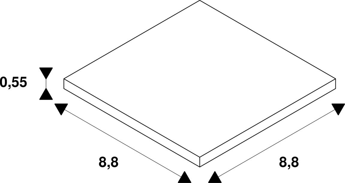 Abdeckung ws Kst L88mm B88mm H5,5mm