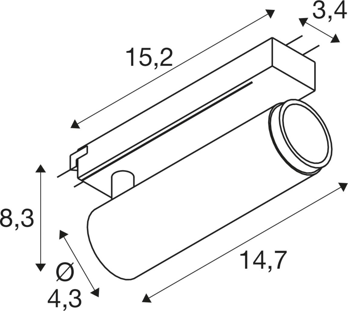 LED-Schienenstrahler 20W 3000K 1900lm Konv sw mt 1LED Alu IP20 RF:matt