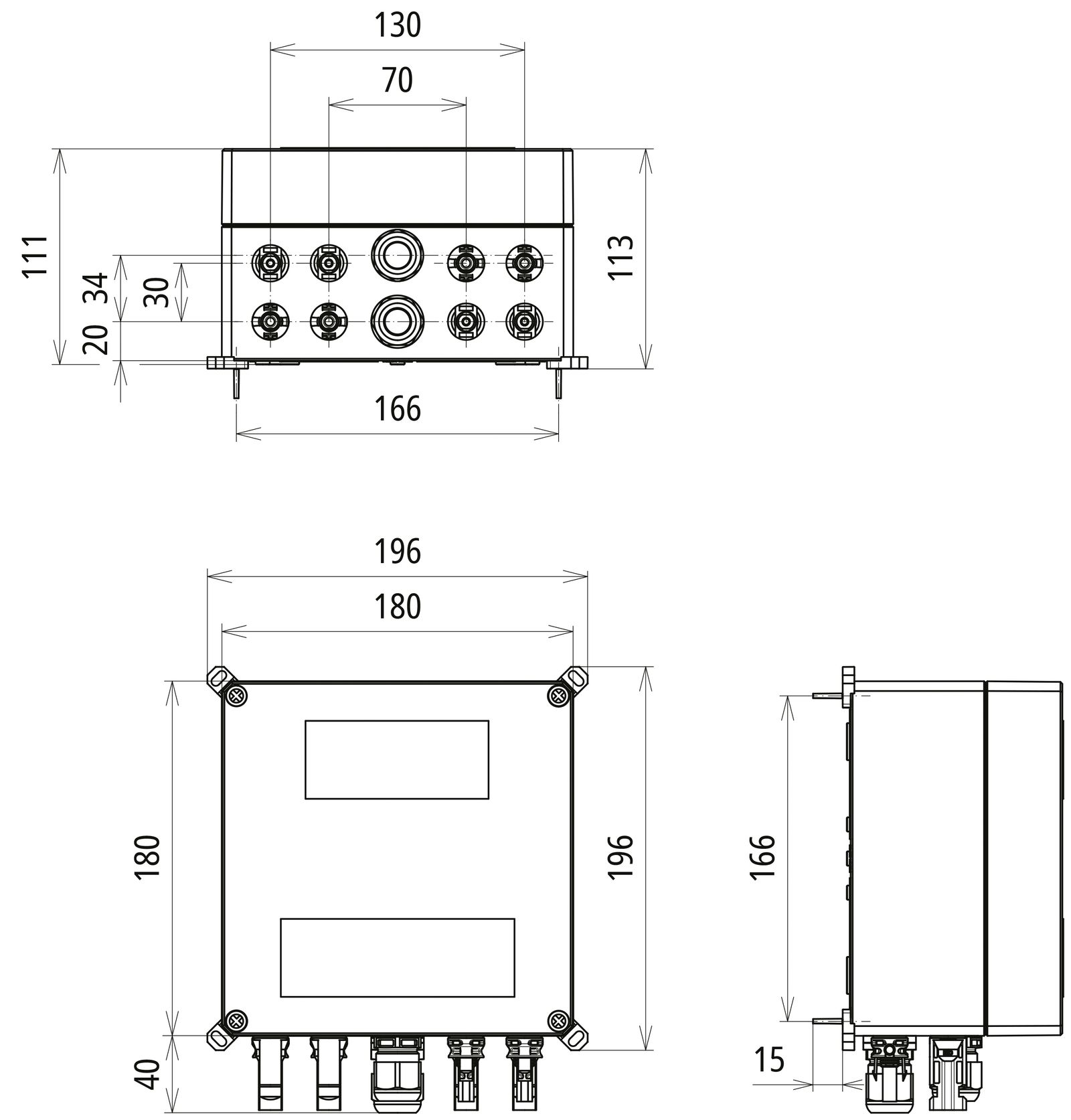 DC-Stringbox 2f 40A 1100V/mess IP65 180x180x113mm