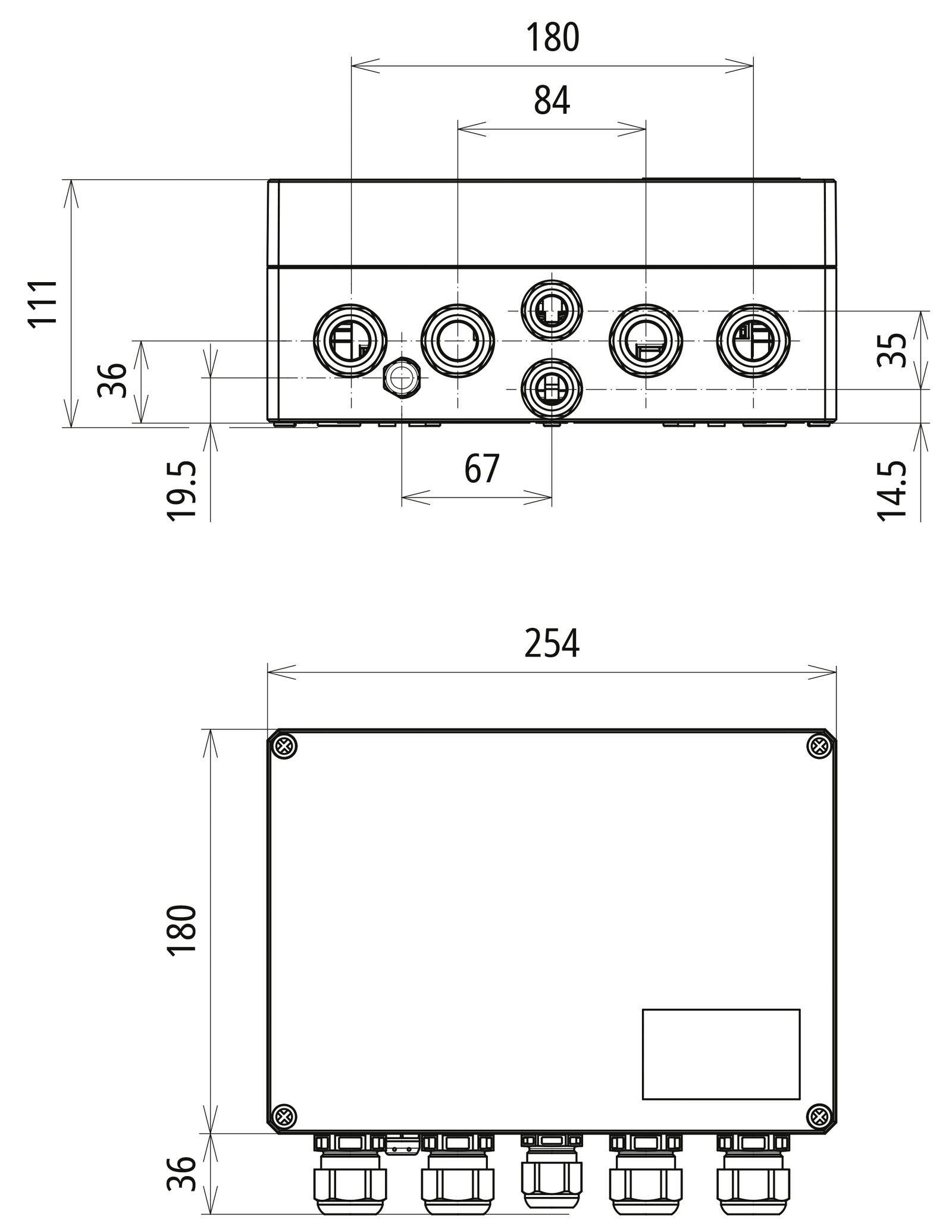 DC-Stringbox 2f 30A 1000V/mess IP65 Verschraubung 254x180x111mm
