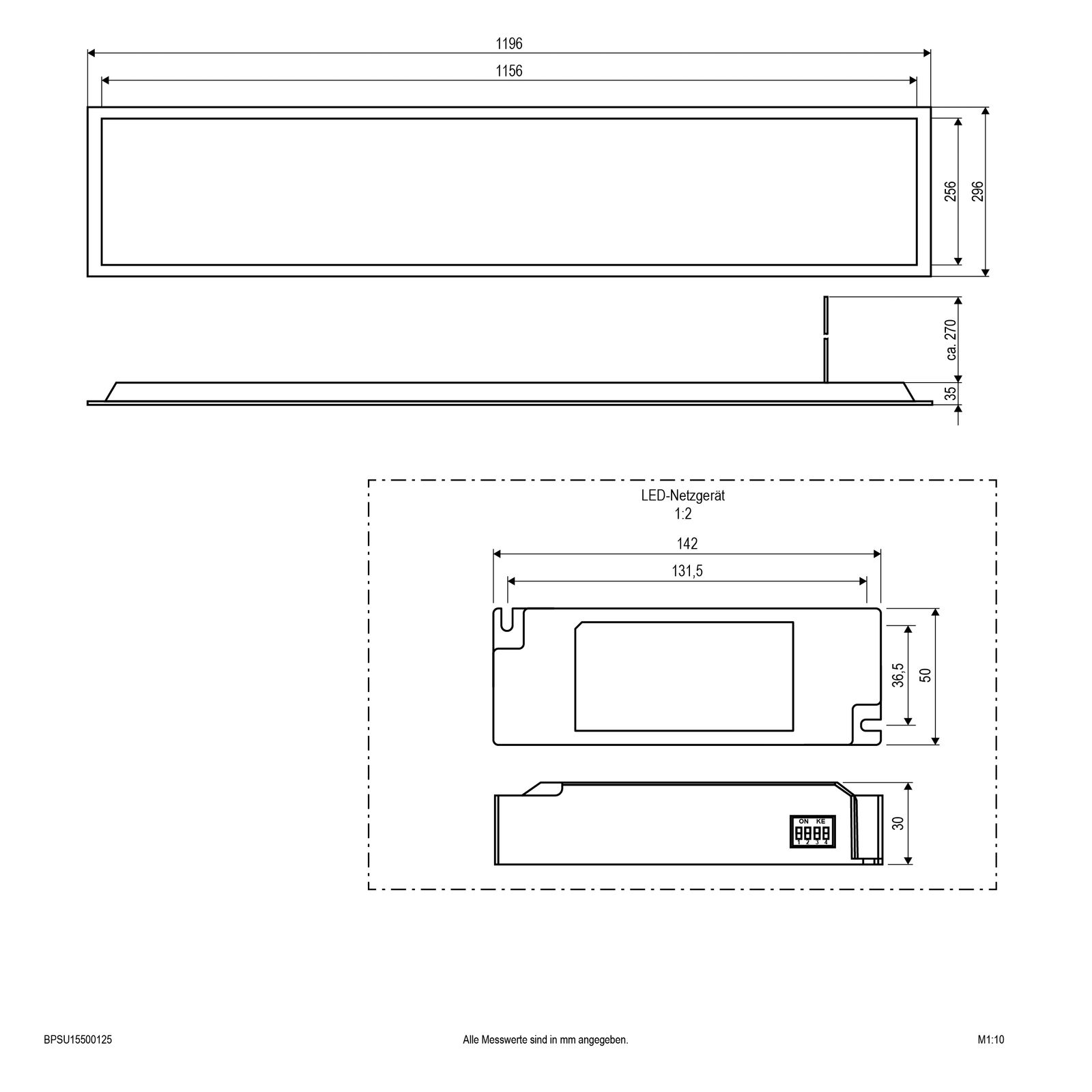 LED-Panel 1545x310mm 50W 3000-4000K IP20 6500lm ws