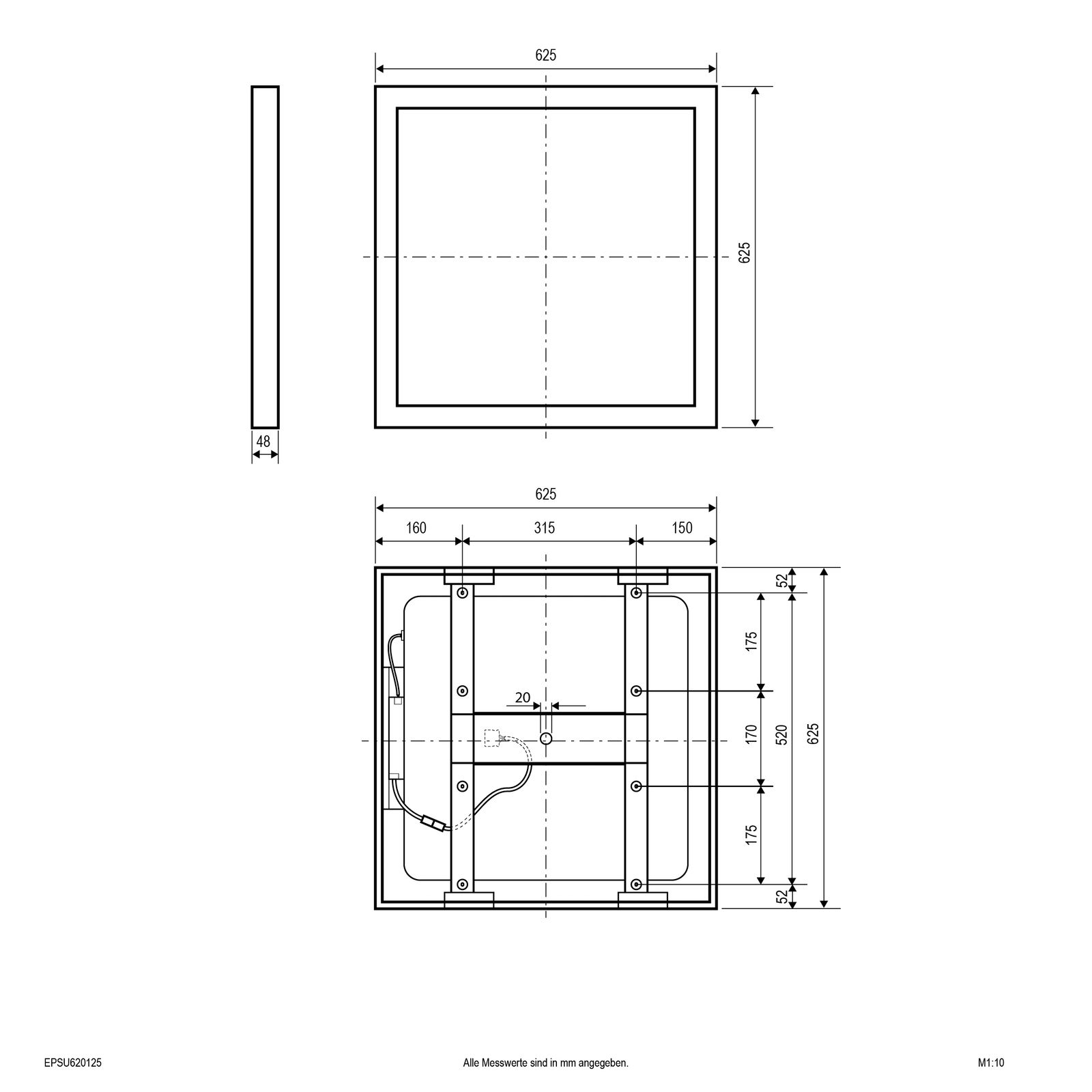 LED-Anbaupanel 625x625mm 35W 3000-4000K 5145lm ws