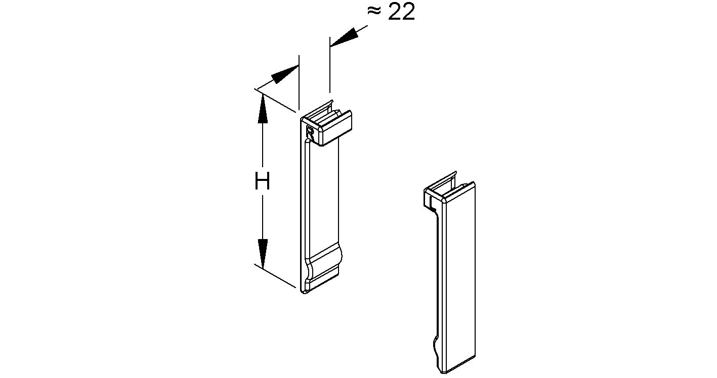 Endkappe Kst Gitterrinne 22x15,3mm sw