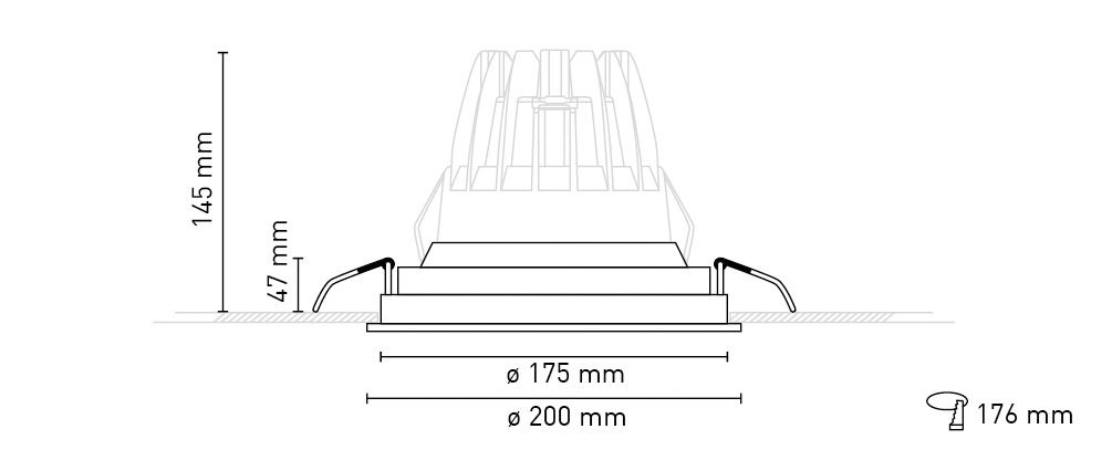 Einbaurahmen ws Alu Ø200mm H47mm
