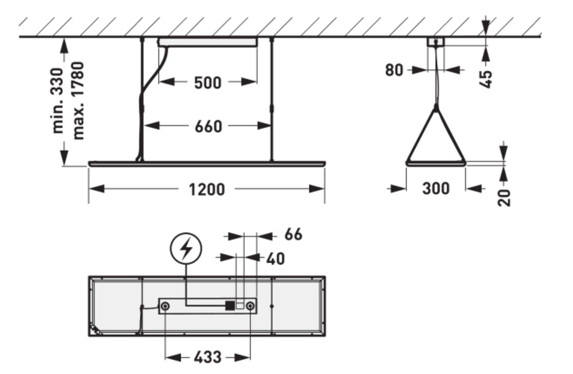 LED-Pendelleuchte 34W 3000-4000K 4400lm Konv 1LED LED nicht austauschbar sym LED-Pendelleuchte 34W 3000-4000K 4400lm Konv 1LED LED nicht austauschbar sym