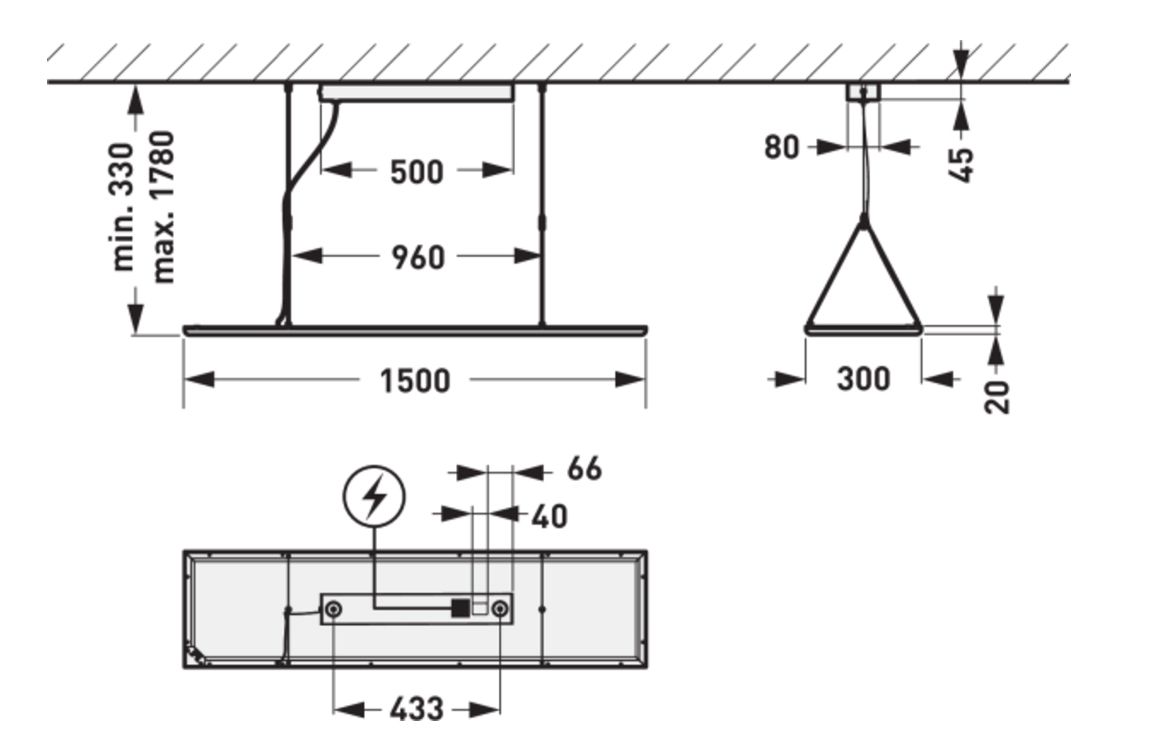LED-Pendelleuchte 46W 3000-4000K 6000lm Konv 1LED LED nicht austauschbar sym LED-Pendelleuchte 46W 3000-4000K 6000lm Konv 1LED LED nicht austauschbar sym