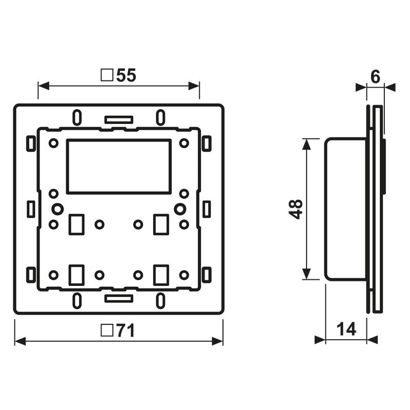 Bedienelement KNX UP AS/A Kst sw UP Manuelle Sollwertverstellung Status-LED