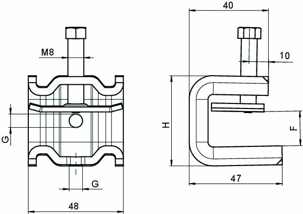 Trägerklammer M6 20-40mm VA unbeh