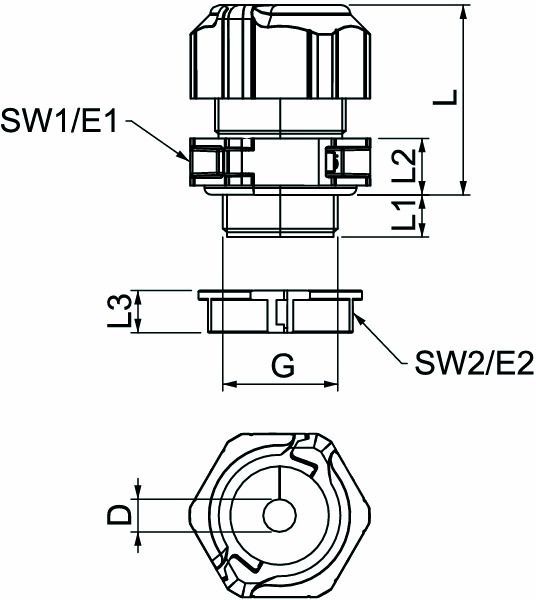 Kabelverschraubung M25 V-TEC TB PC gr unbeh Polycarbonat (PC) 11mm IP67 ger