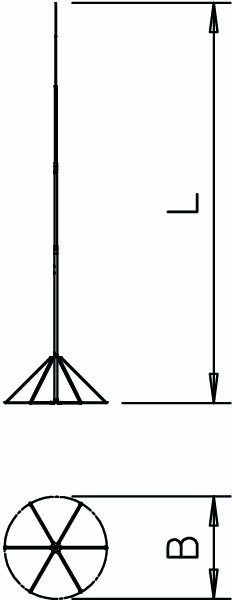 Fangstange Stativ 12000mm Ø85mm unbeh Rundleiter V2A Edelstahl (V2A)