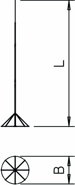 Fangstange Stativ 14000mm Ø85mm unbeh Rundleiter V2A Edelstahl (V2A)
