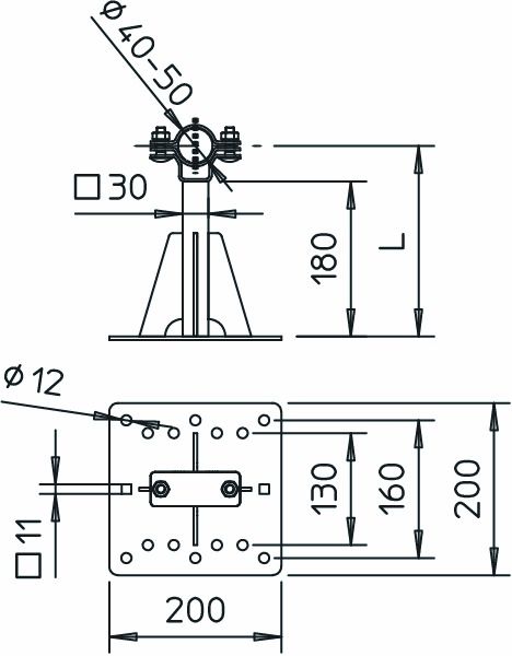 Stangenhalter Blitzsch m.Schraubsch Ø50mm V2A Edelstahl (V2A) Bohrung