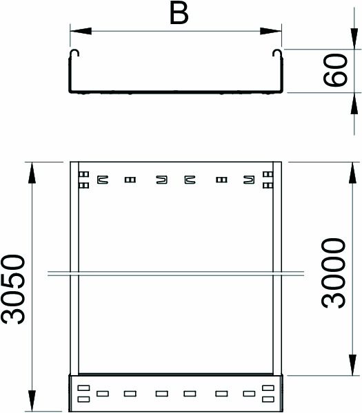 Kabelrinne V2A MKSMU-Serie 60x100x1mm Rinne Edelstahl (V2A) int.Verb 3050mm