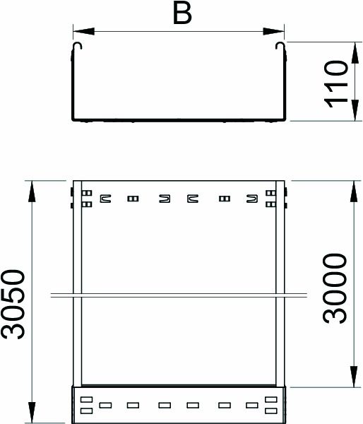Kabelrinne V2A MKSMU-Serie 110x300x1mm Rinne Edelstahl (V2A) int.Verb 3050mm