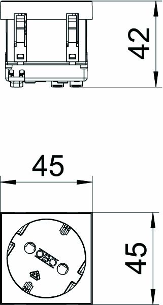 Steckdose 1f rt mt GEB-K m.BS IP20 ZP m.erh.Berührungsschutz horiz/vert