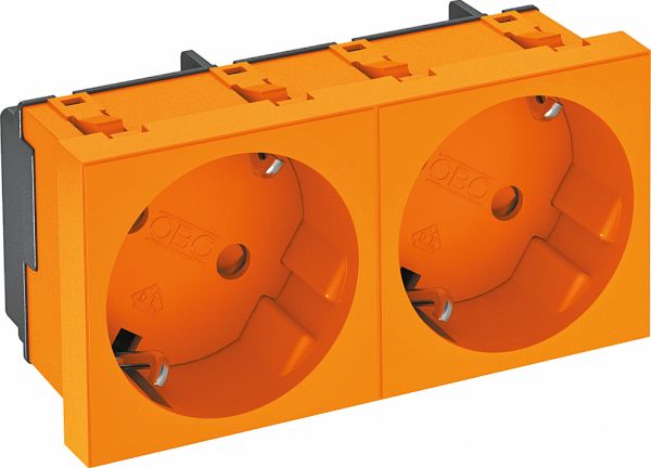 Steckdose 2f or mt GEB-K m.BS IP20 ZP m.erh.Berührungsschutz horiz/vert