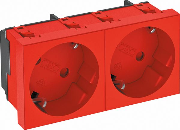 Steckdose 2f rt mt GEB-K m.BS IP20 ZP m.erh.Berührungsschutz horiz/vert