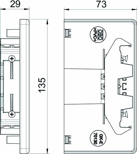 Endstück GEB-K 130x70mm Kst li/re unbeh alu-look aluminiumlook RAL9006