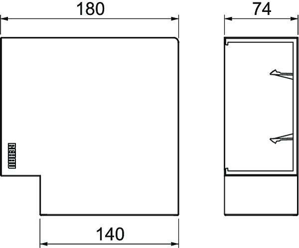 Flachwinkel GEB-K HFT SIGNA BASE rws hfr 70x130mm Kst unbeh RAL9010