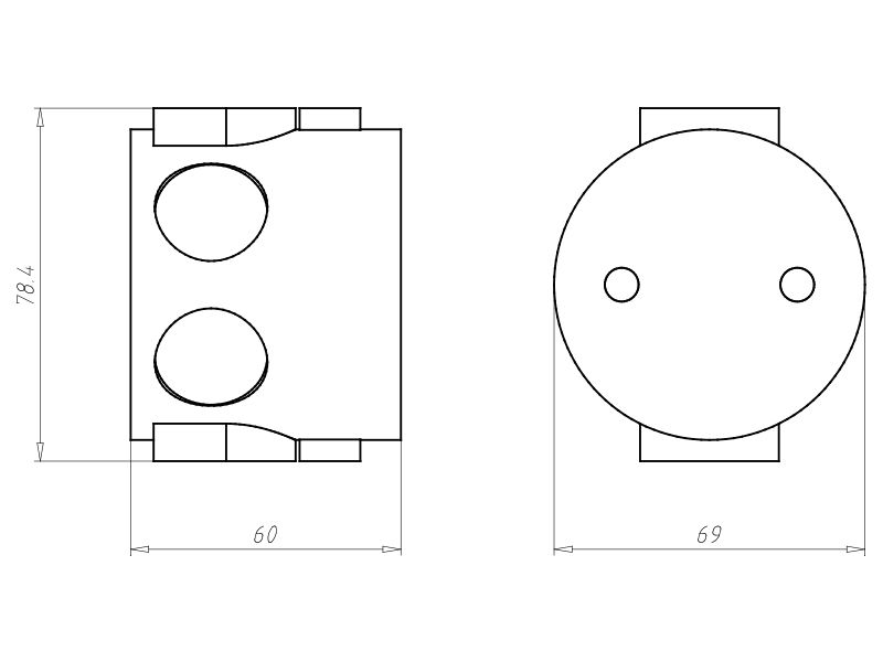 Schallschutzdose UP Ø60x60mm Kst IP2X Ger/VerbDose/kast rnd