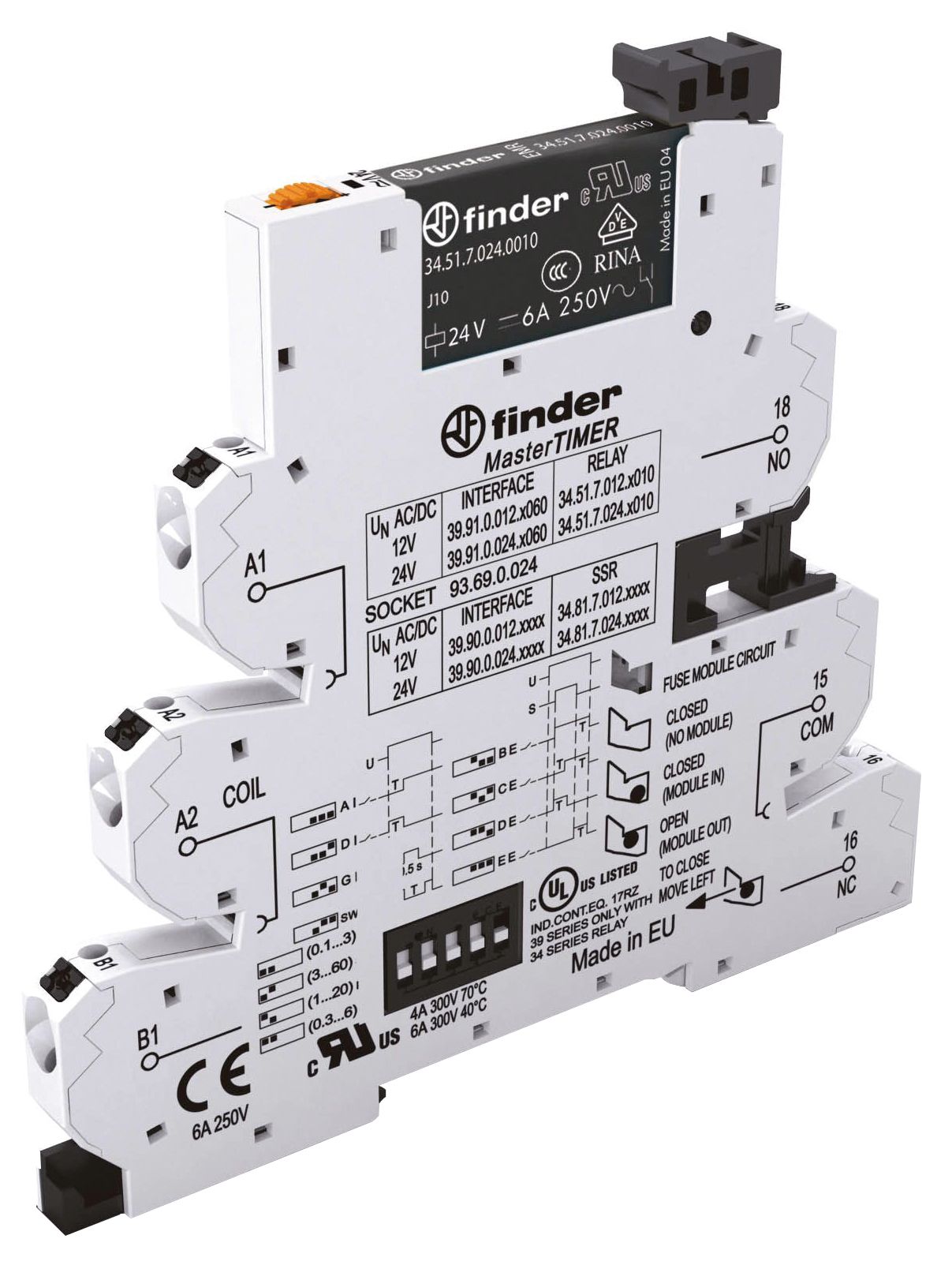 Zeitrelais 12V/AC 0.1s-6h ansprVerz Funktion ansprechverzögert Festzeit