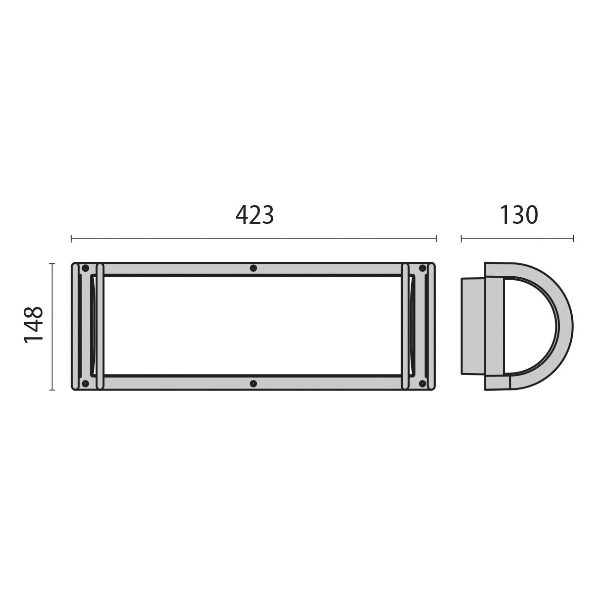 Decken-/Wandleuchte NIKKO+ 80W HV gr E27 IP65 423x148x130mm