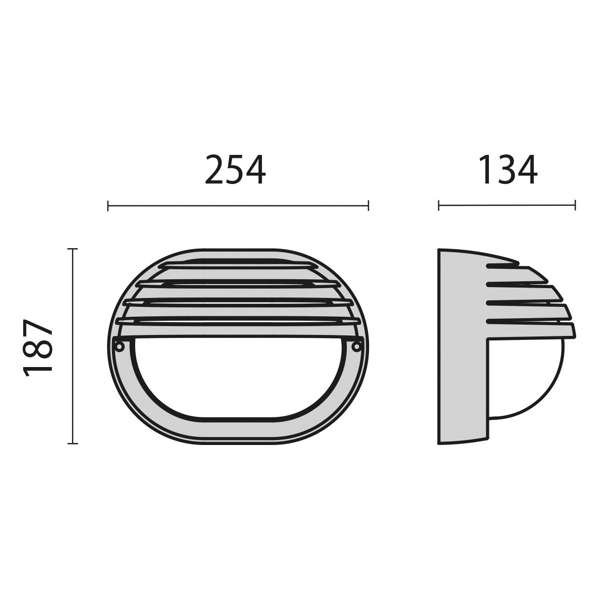 Ovalanbauleuchte NUOVA EKO 60W HV sw E27 IP44 254x187x123mm