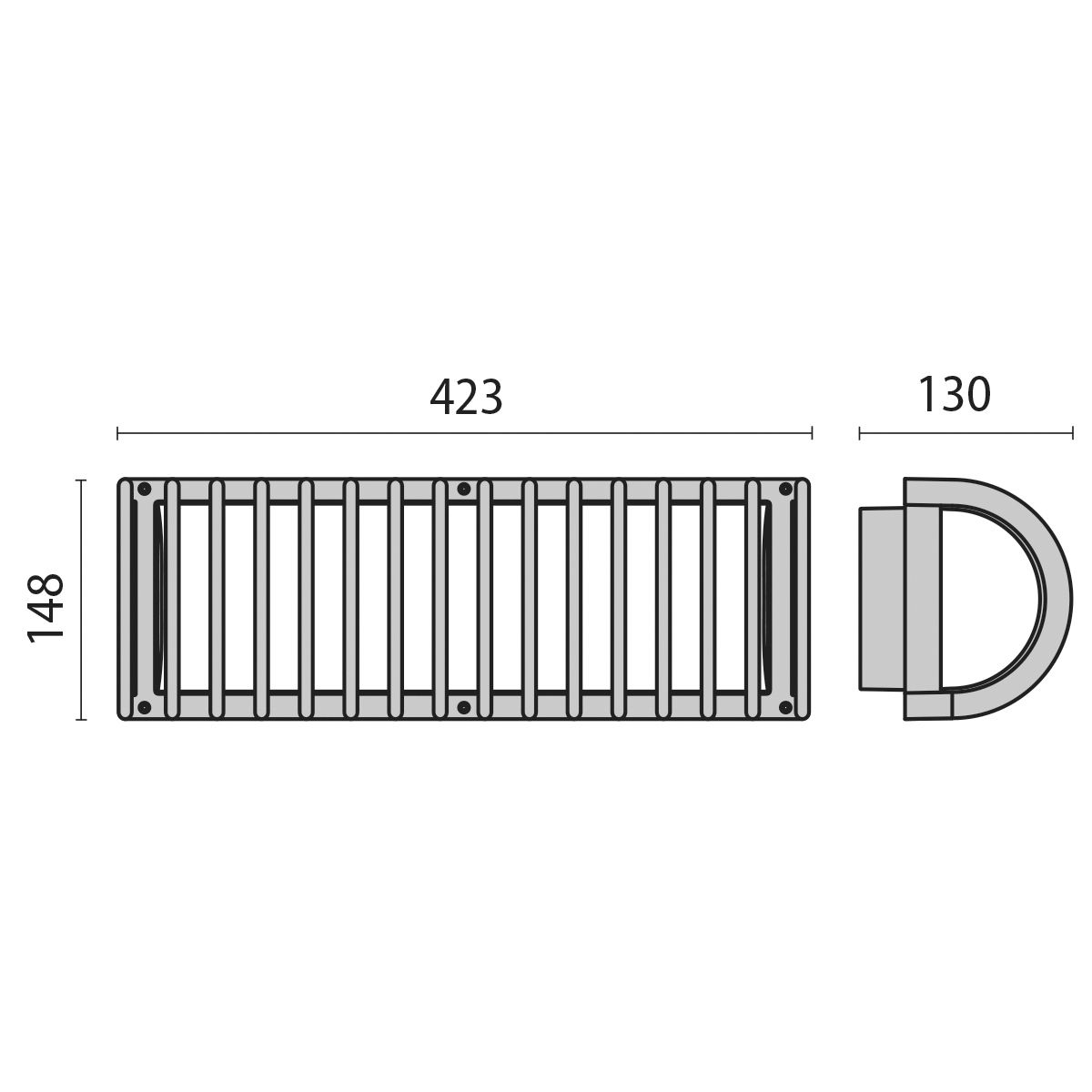LED-Decken-/Wandleuchte NIKKO+ 15W 3000K 641lm gr Konv IP65 423x148x130mm