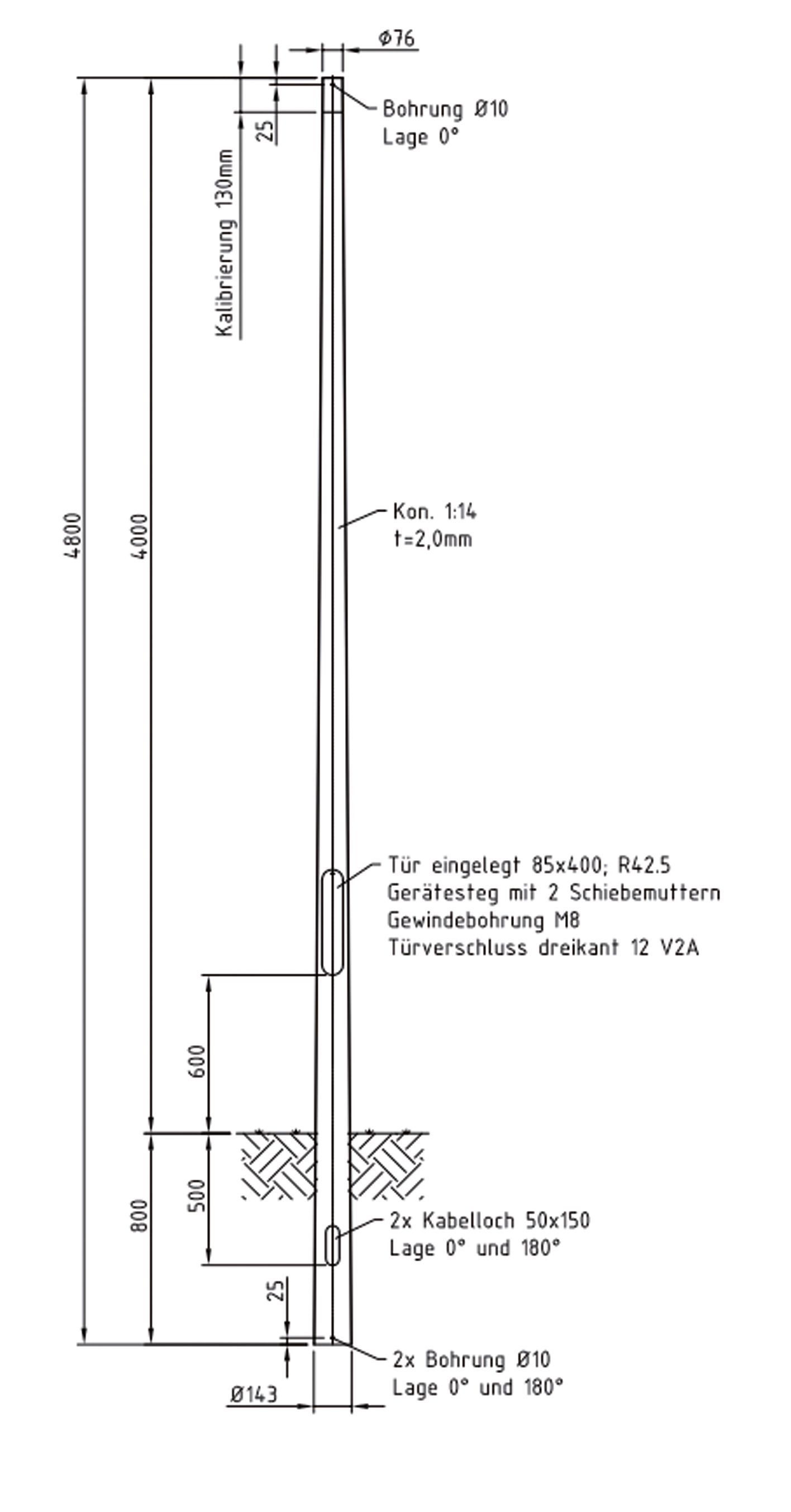 Lichtmast 4m Ø76mm ST vz