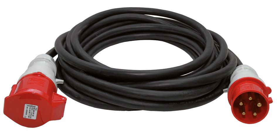 CEE-Verlängerung 10m 5x6qmm 32A sw IP44 Gummi