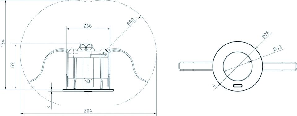 Präsenzmelder-Bus KNX UP ws 360° v180° 2m Unterkriechschutz Reichweite: 4m