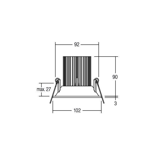 LED-Einbaustrahler 13,6W 3000K 950lm Alu Konv ws mt 1LED IP20 RF:hochglänzend
