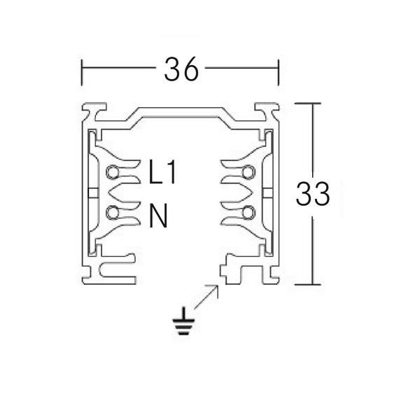 Stromschiene 3ph 1000mm ws 230-400V Alu 36x33mm rechteck
