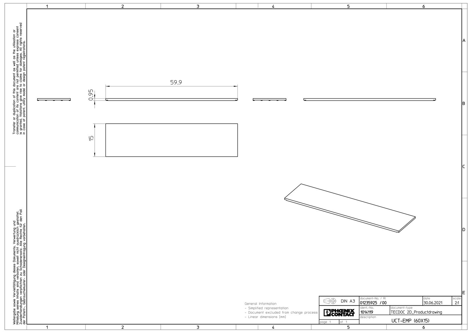Klemmenmarkierung ws RM=15mm unbedr horiz/vert