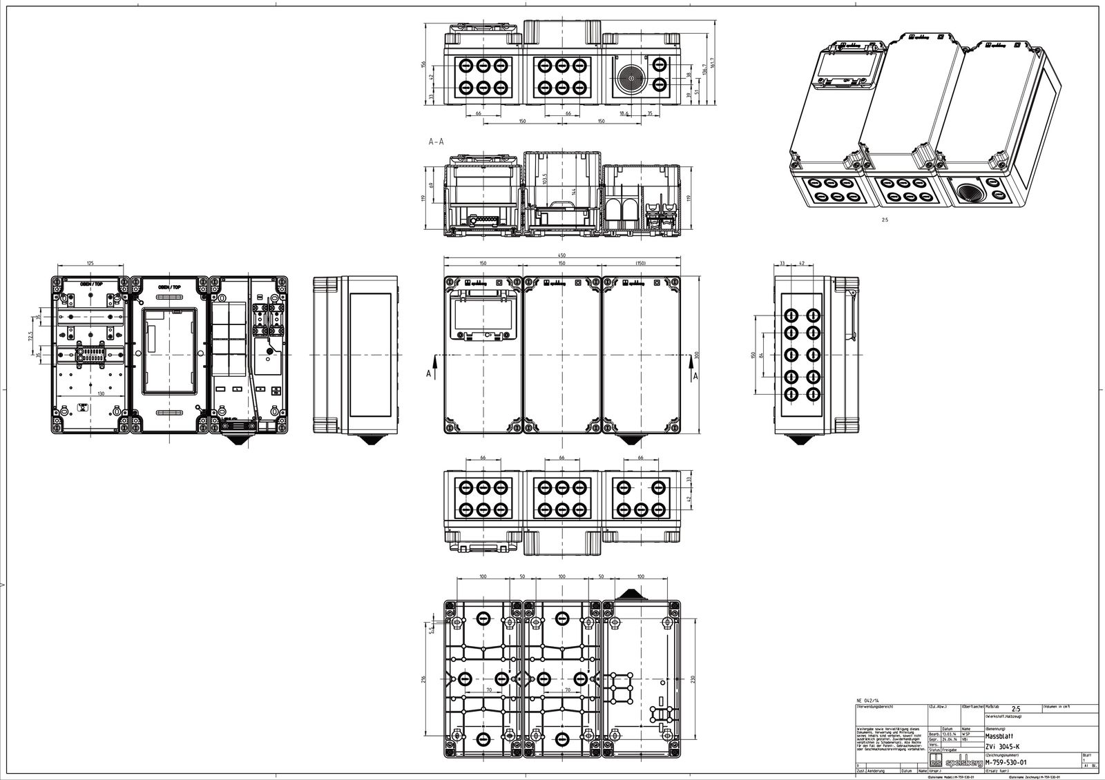Zählergehäuse Aufb IP54 Kst 450x300x162mm