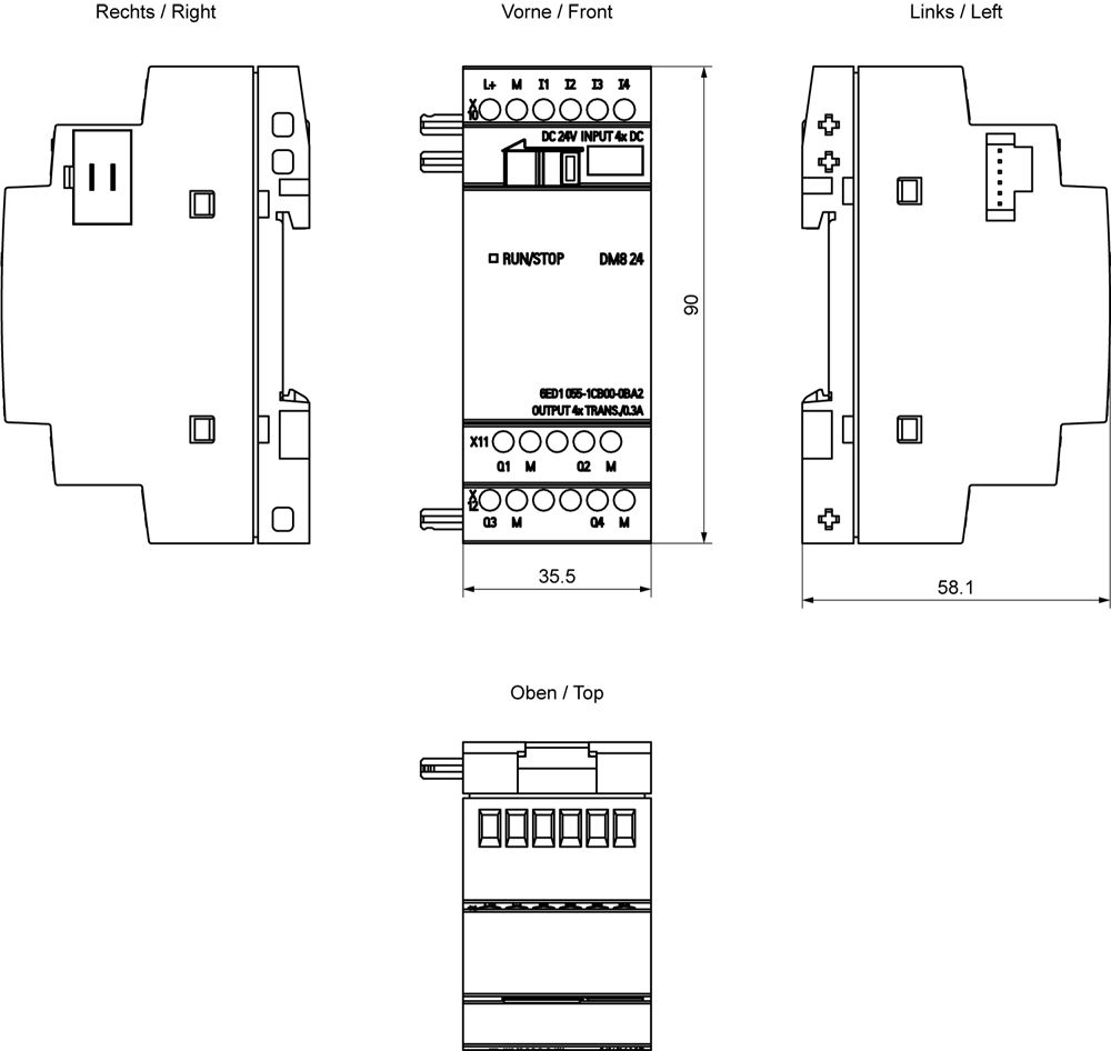 SPS-Digitales E/A-Modul LOGO! 4Eing DC 4Ausg 0,3A 24V Transistor Schraub