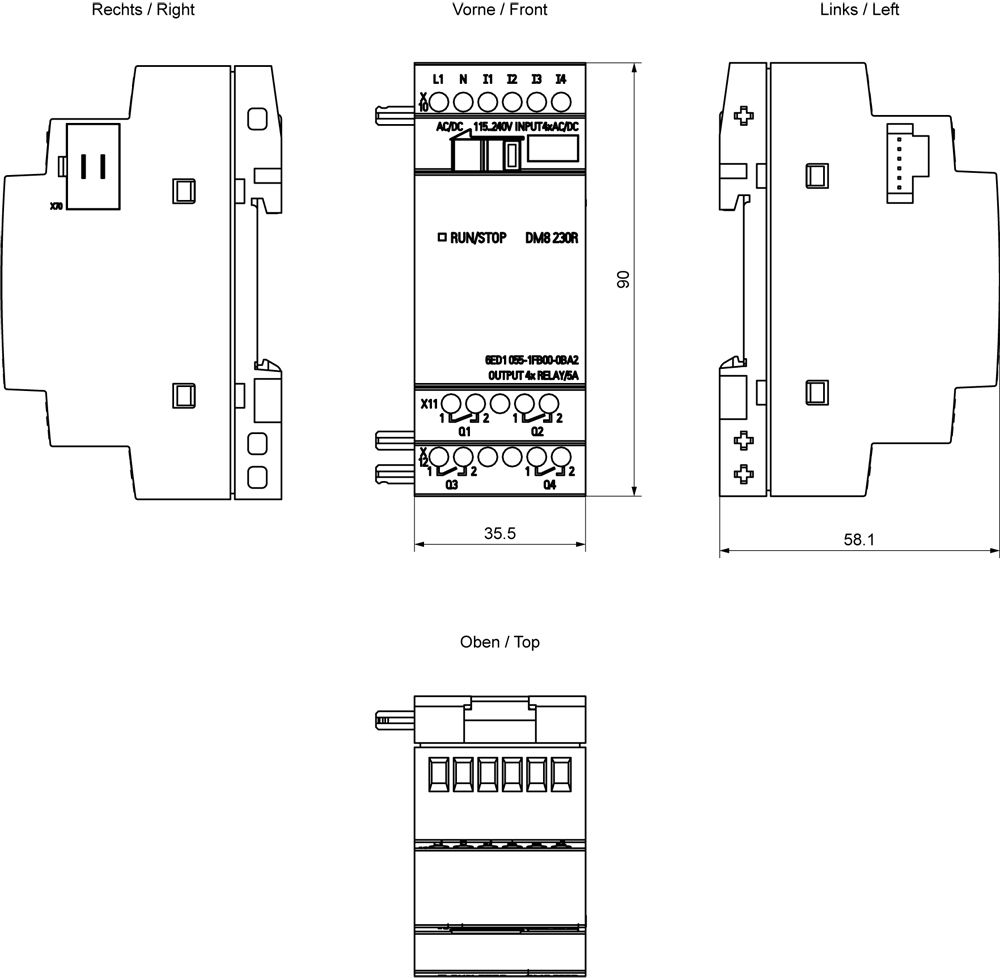 SPS-Digitales E/A-Modul LOGO! 4Eing 230V 4Ausg 5A AC Relais Schraub