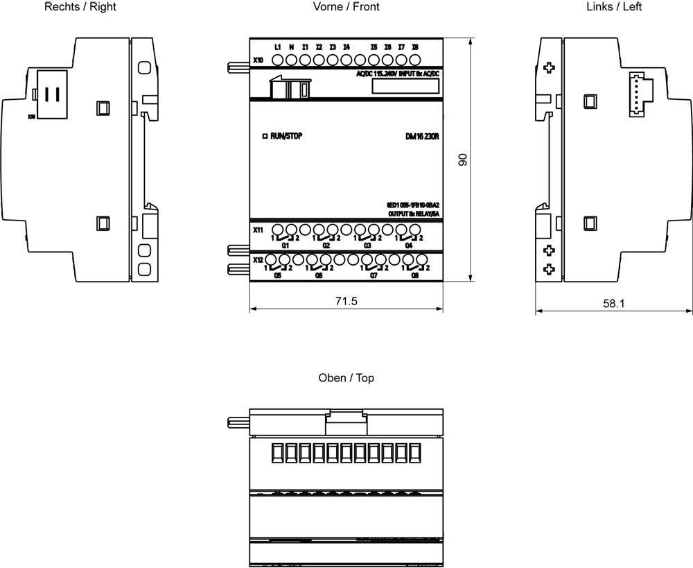 SPS-Digitales E/A-Modul LOGO! 8Eing 230V 8Ausg 5A AC Relais Schraub