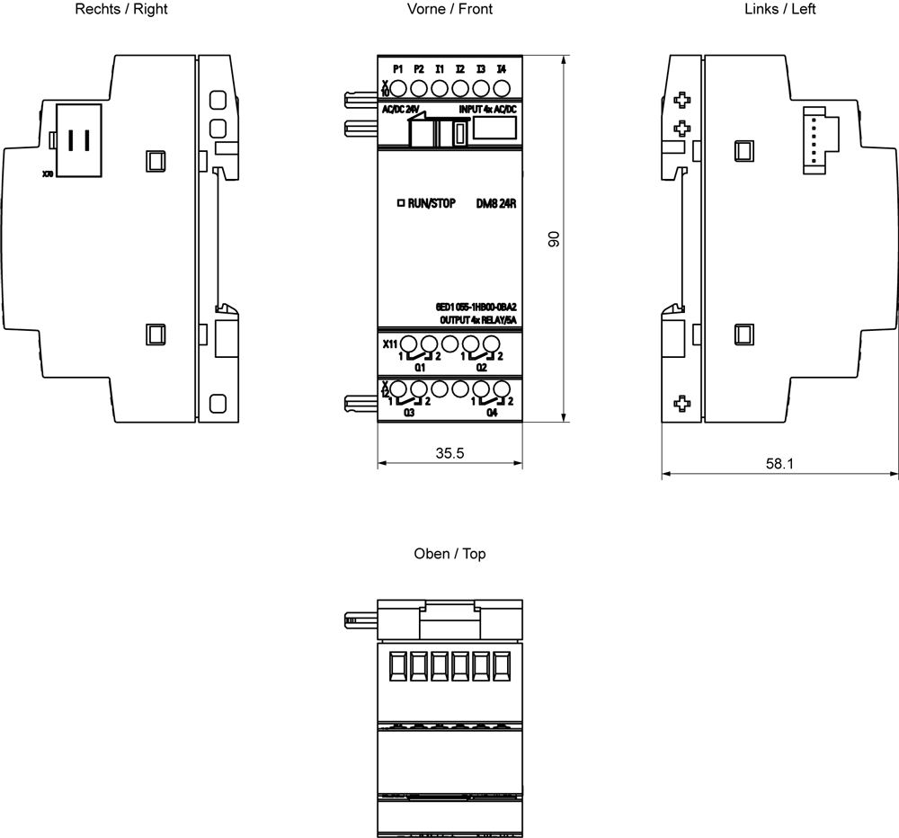 SPS-Digitales E/A-Modul LOGO! 4Eing 24V 4Ausg 5A UC Relais Schraub