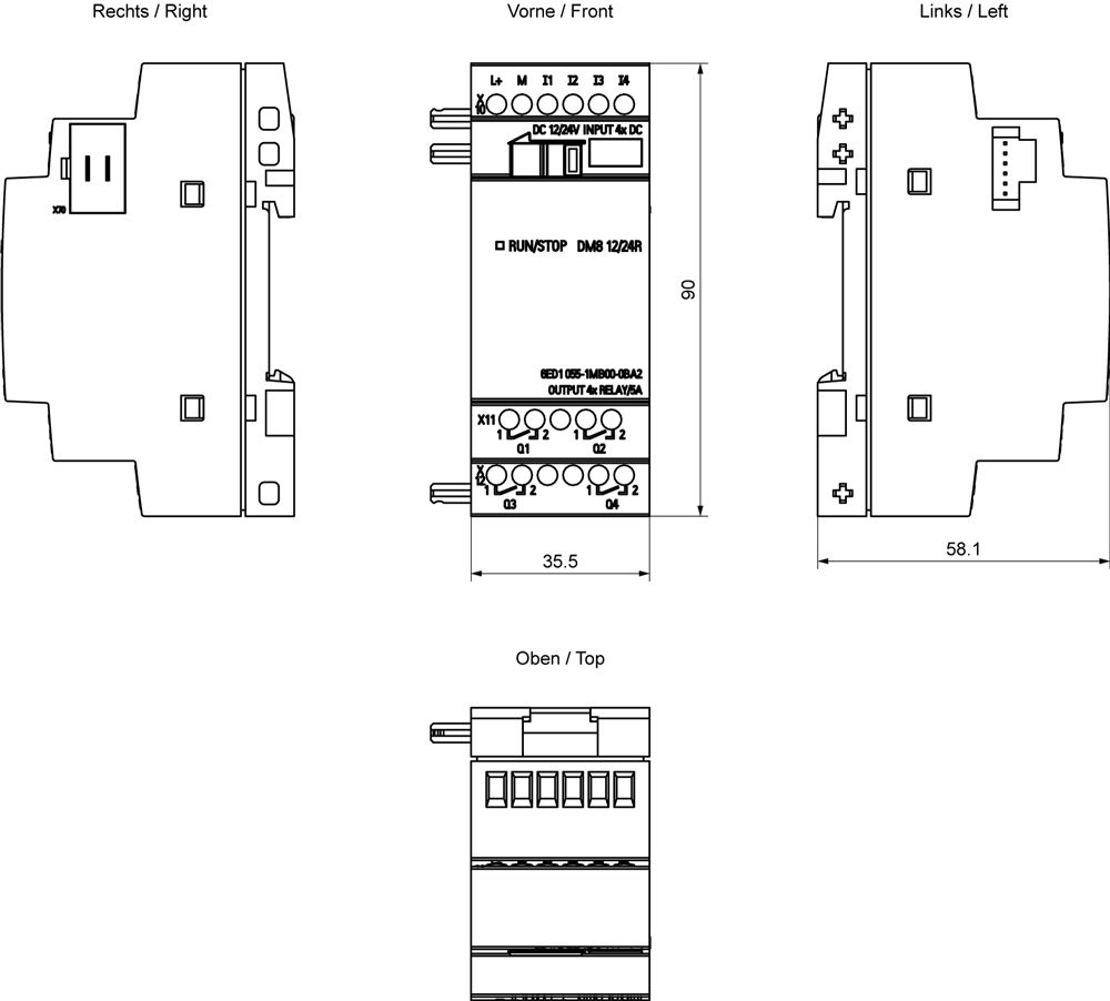 SPS-Digitales E/A-Modul LOGO! 4Eing 4Ausg 5A DC 12-24V Relais Schraub