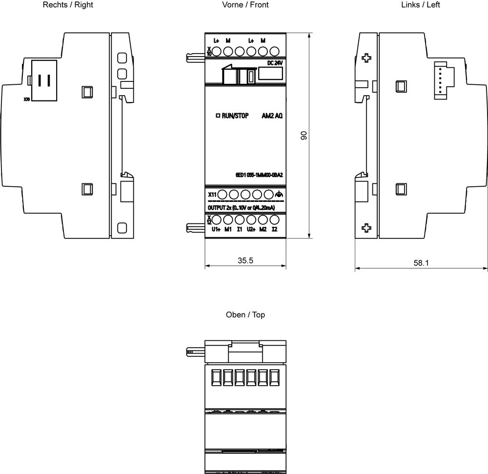 SPS-Analoges E/A-Modul LOGO! 2Ausg Strom Ausg.Spg Spannung Schraub