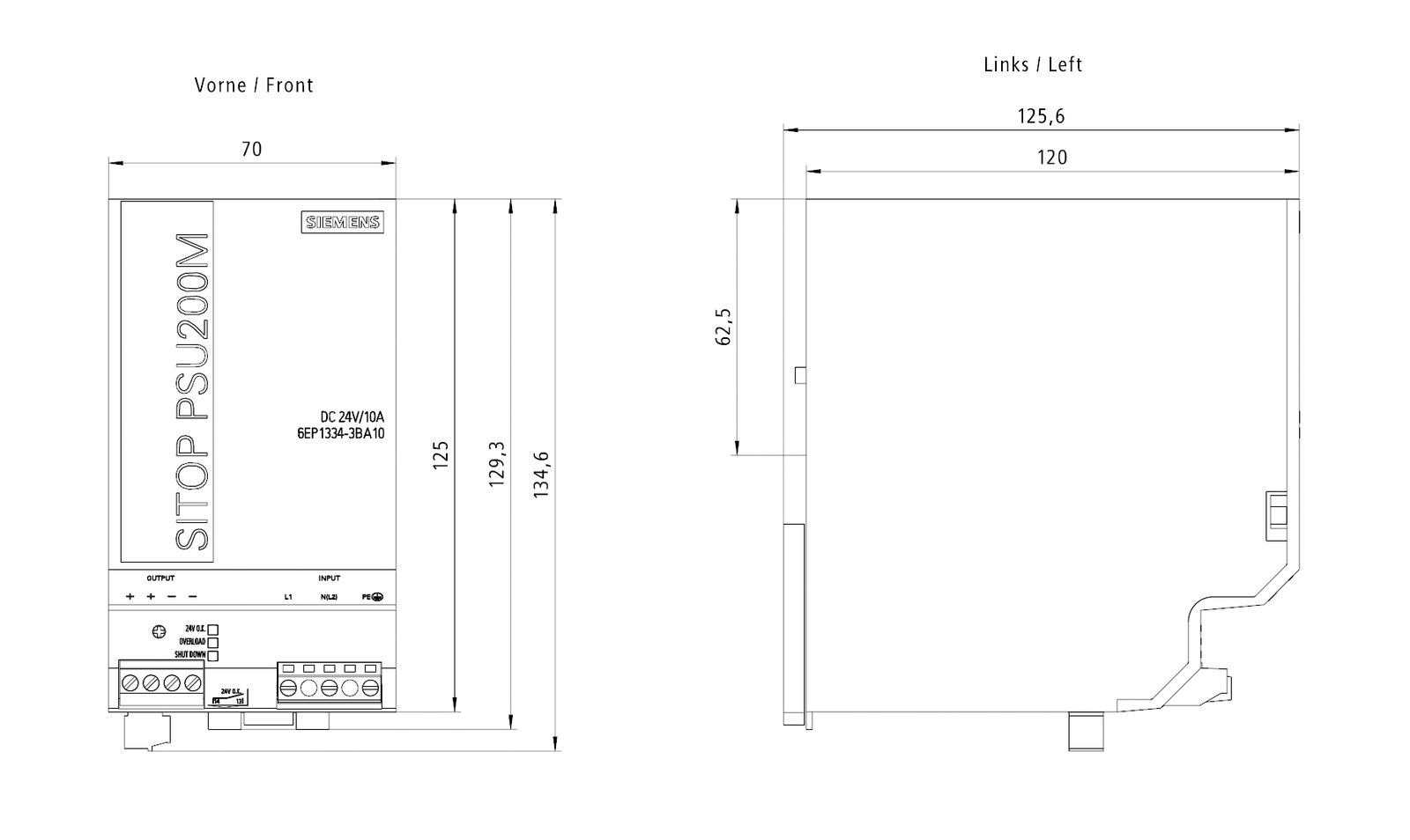 Gleichstromversorgung 24-28,8V 240W 10A 85-264VAC 24VA Kurzschlussf IP20