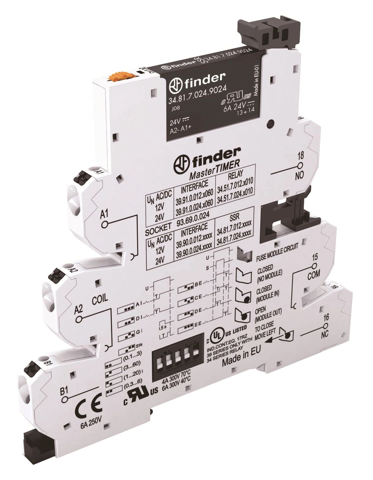 Zeitrelais 24V/AC 0.1s-6h ansprVerz Funktion ansprechverzögert Festzeit