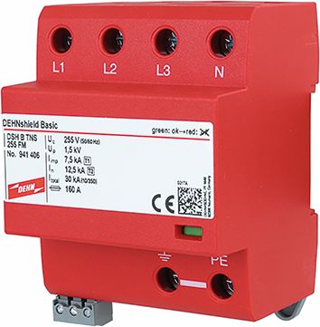 Kombi-Ableiter TS35 4p TN-S 400VAC 1,5kV Hutschiene TH35 Netzform TN-S 4TE opt