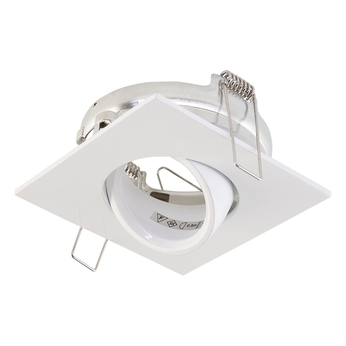 Einbaustrahler 50W Konv GX5,3 ws mt IP20 Alu Ø/EB93mm 102x102x43mm