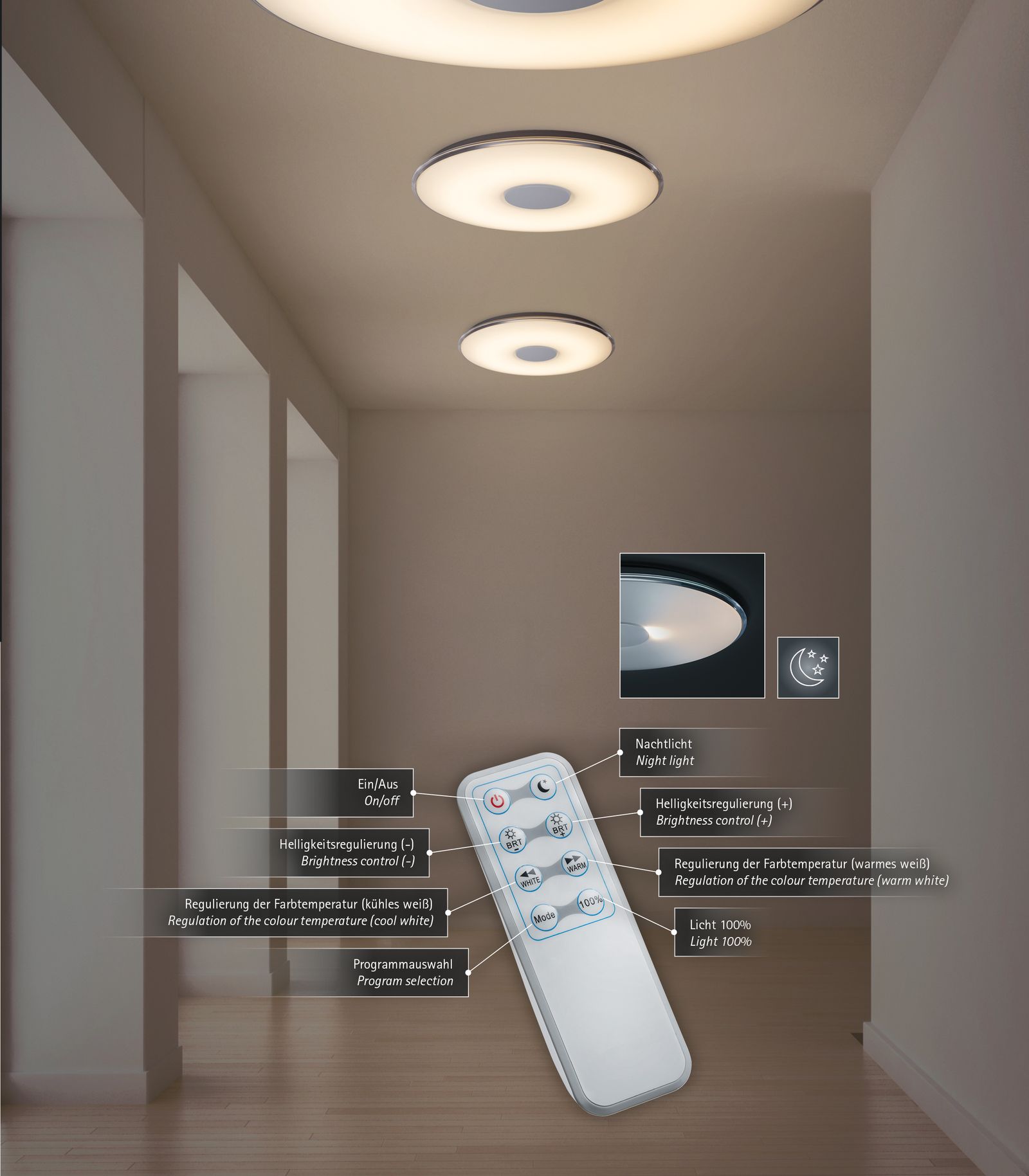 LED-Anbauleuchte TOKYO 43W 3000-5500K ws 5000lm Konv IP20 Ø600x65mm