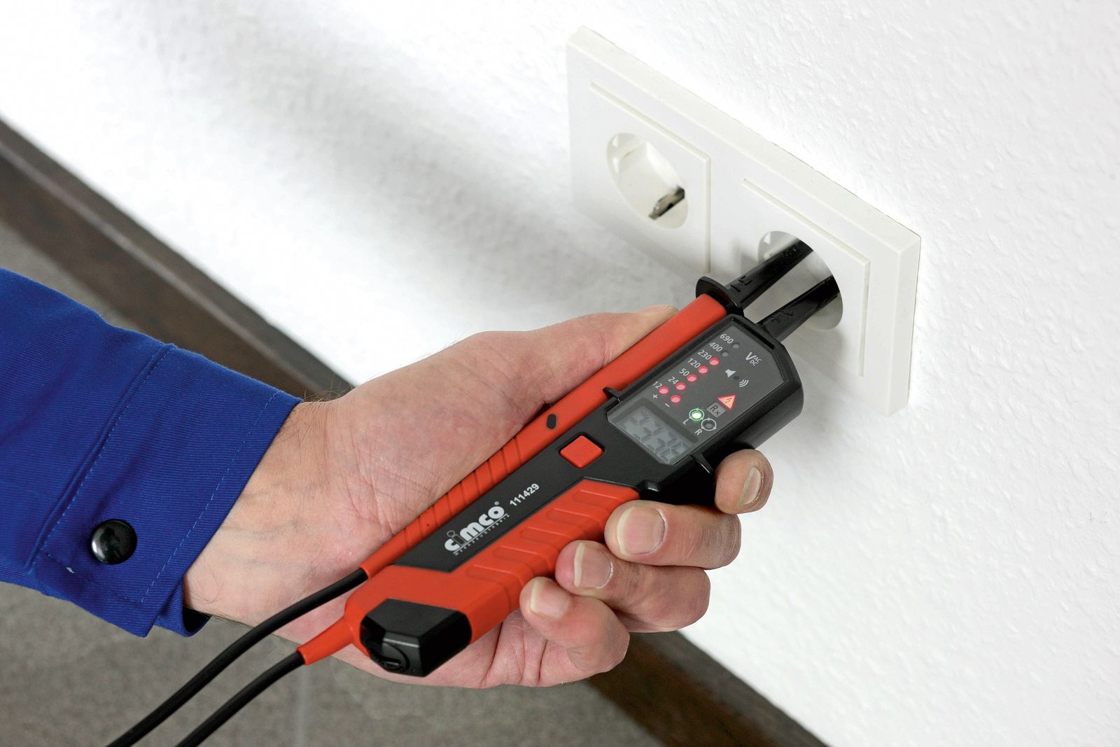 Spannungsprüfer 2p CAT.IV 12-1500V Batt LED/LCD Drehfeldrichtungsanzeige