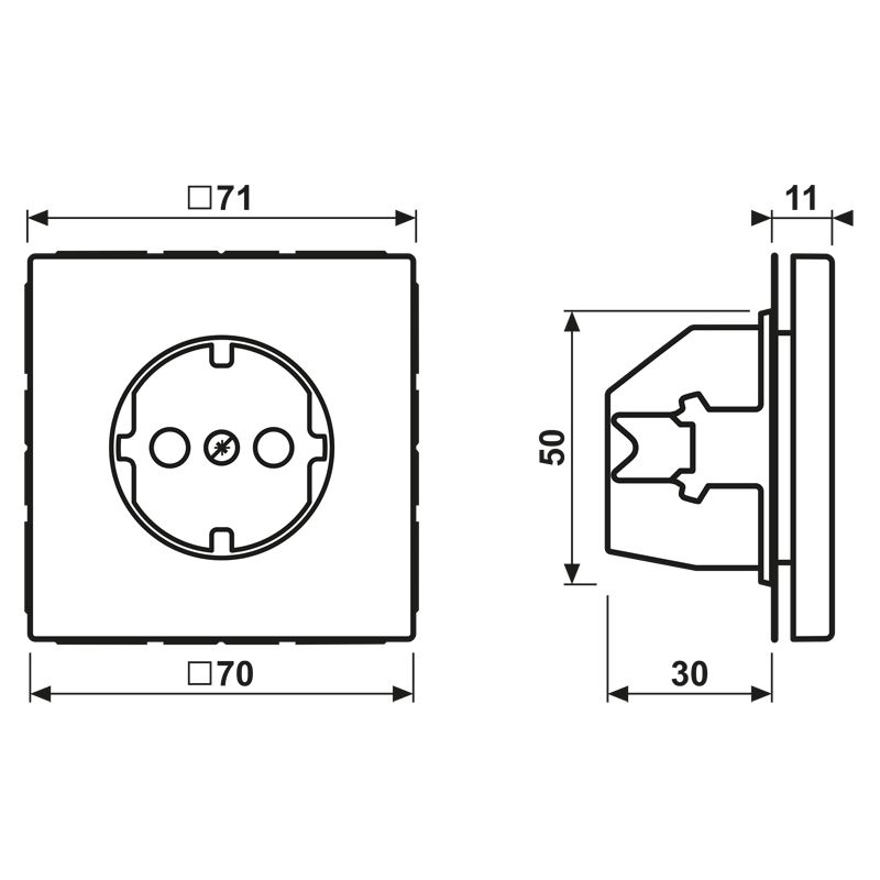 Steckdose 1f alu LS UP IP20