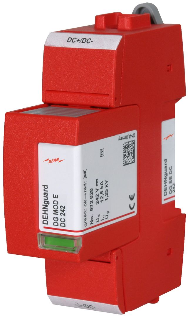 Überspannungsableiter DC Netzform- 12kA 220VDC 1,25kV 1,5 TE Hutschiene TH35 opt