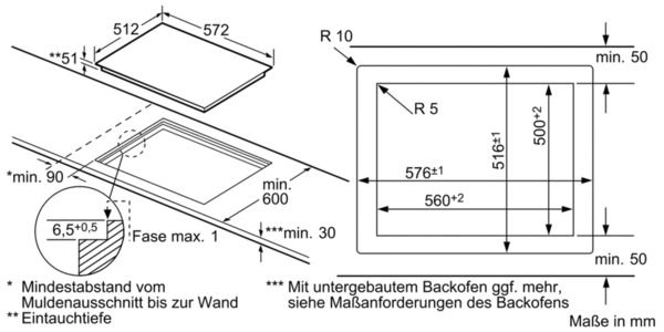 Glaskeramikfeld autark Serie 8 fl.bünd 572x512mm Zweikreisz